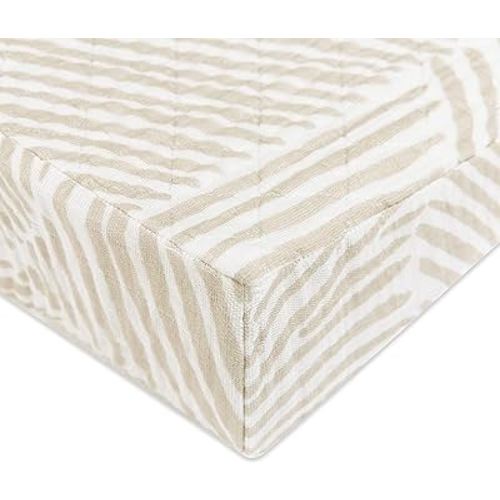 Babyletto 100% Quilted Organic Cotton Changing Pad Cover, GOTS-Certified, Fitted 360°, Ultra-Soft and Breathable Muslin - Oat Stripe