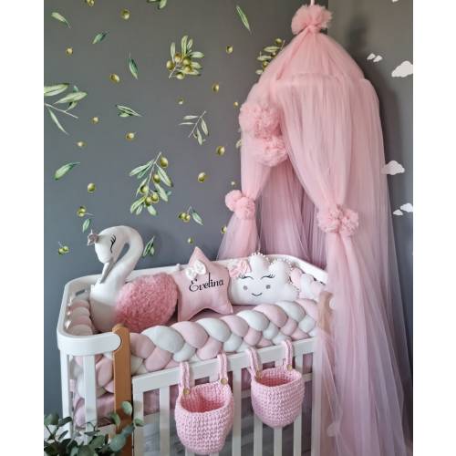 Light Pink Princess canopy bed curtains, Baby baldachine, Hanging Ceiling crib canopy, play tent girls boys, Nursery Baby room decor pink