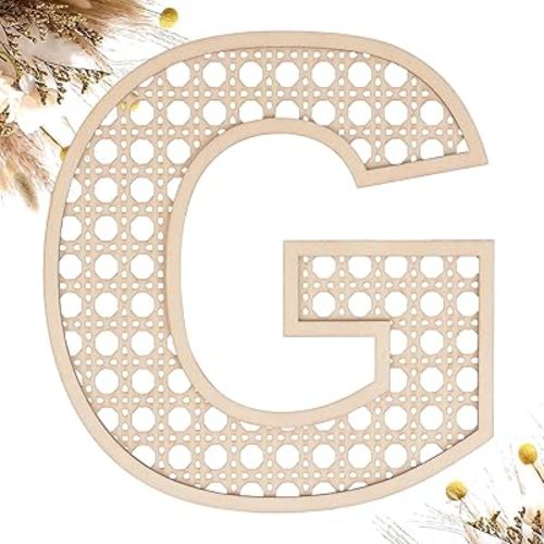 Wooden Rattan Letters, 8 Inch Wood Letter G for Nursery Wall Decor DIY