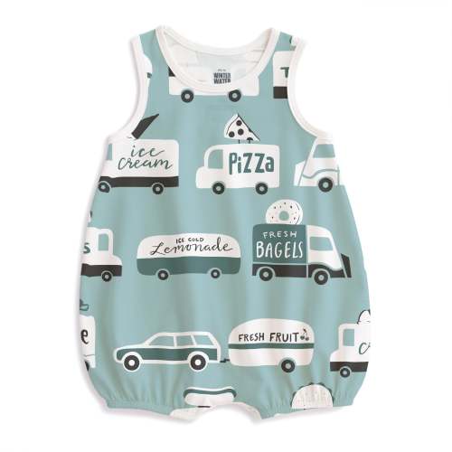 Bubble Romper - Food Trucks Surf Blue
