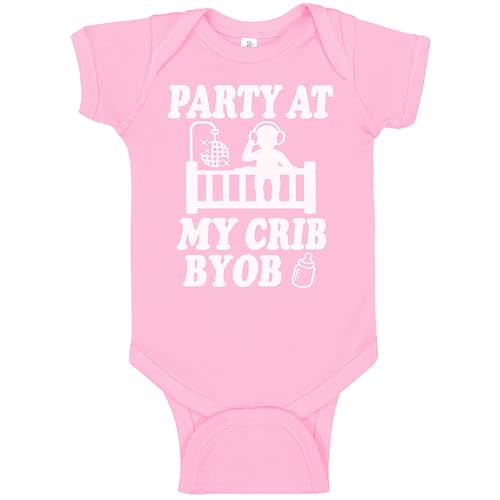 Reaxion Funny Cute Baby Boy Girl Party At My Crib Bodysuits | Handmade Clothes For Infant Newborns