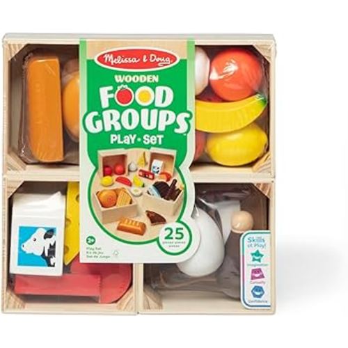 Amazon.com: Melissa & Doug Food Groups - 21 Hand-Painted Wooden Pieces and 4 Crates : Toys & Games