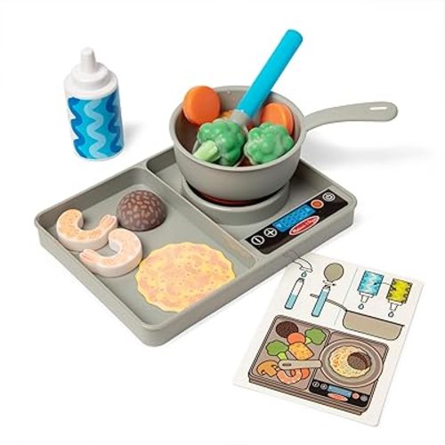 Melissa & Doug Simmer & Stir Stovetop Play Set with Water Wow!® Color Changing Play Food Preschool Toy Ages 3+