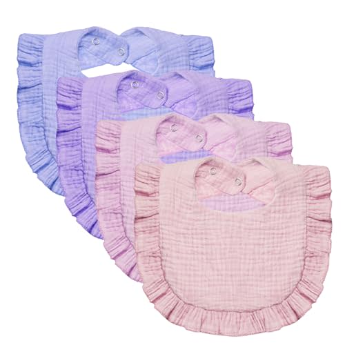 Lictin Muslin Baby Drool Bibs - 4-Pack Cotton Unisex Bandana for Boys Girls, Teething and Drooling