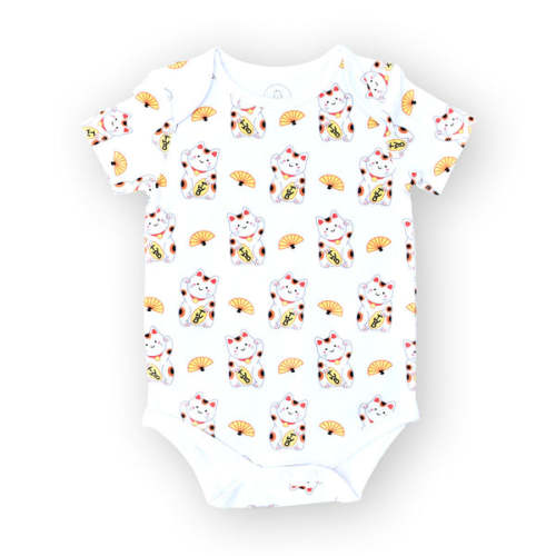 Organic Cotton Baby Onesie - Fortune Cat | The Wee Bean