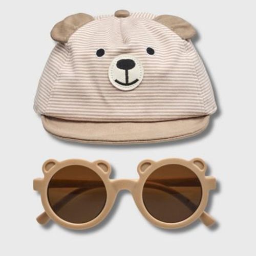 Wander & Dream Infant Bear Hat & Sunglasses Set For Boys & Girls (infants) In Tan