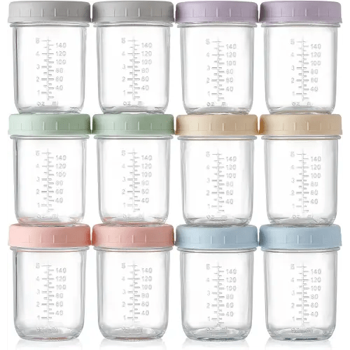 VITEVER 12 Pack Glass Baby Food Storage Containers - 8 oz Baby Food Storage Jars With Lids, Baby Food Maker, Microwave, Dishwasher & Freezer Safe