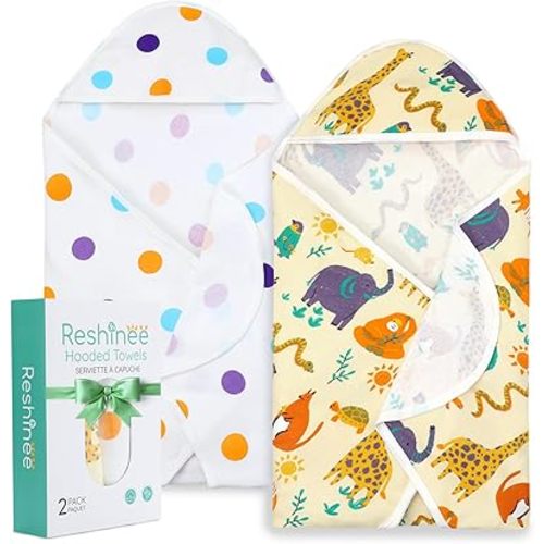 Baby Hooded Towel, 2 Pack Bath Towel for Boy or Girl, Soft Bamboo Viscose Baby Bath Towel, Shower Gifts for Newborn, Infant, Toddler (29 X 29 Inch)