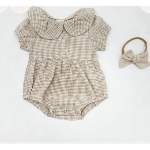 Adalia Gingham Romper Set – Olive and Cradle