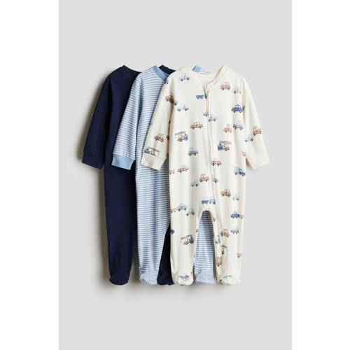 3-PACK PAJAMA JUMPSUITS WITH ZIPPER