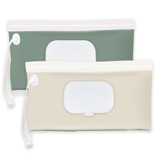 Baby wipes dispenser，portable baby wipes holder for outdoor, Refillable baby wipes container, on the go wet wipe pouch for travel, resuable wipes dispenser for hiking (green)