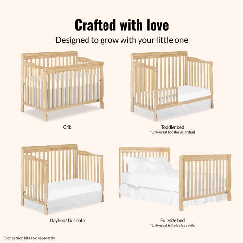 Dream On Me Ashton 5-in-1 Convertible Crib, Natural, Greenguard Gold and JPMA Certified