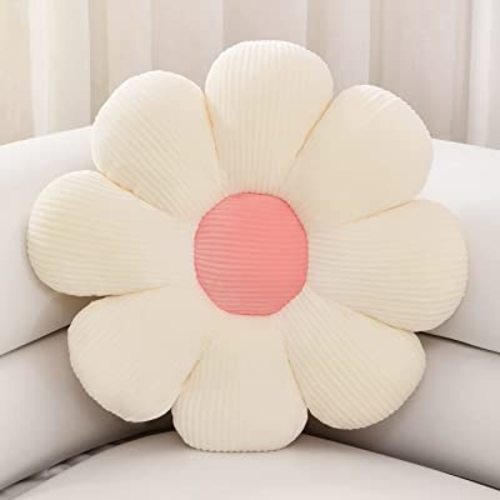 Sioloc Flower Shaped Throw Pillow Butt Cushion, Floor Pillow,Seating Cushion,Cute Room Decor & Plush Pillow for Bedroom Sofa Chair(White,15.7'')