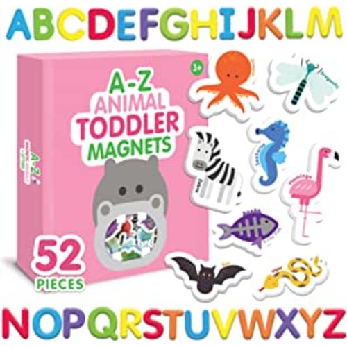 Curious Columbus Animal Magnets - 52 Toddler Magnets For Refrigerator