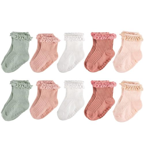 Baby Girl Ruffle Socks Non Slip Grip Socks Toddler Girls Cute Cotton Frilly Ankle Grippy Sock Newborn Infant Kids