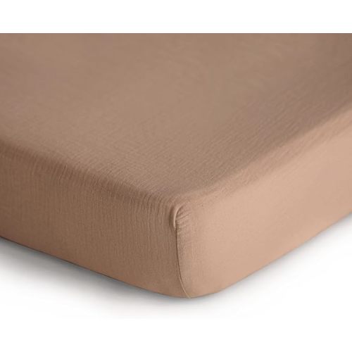 mushie Extra Soft Muslin Fitted Crib Sheet | 192 Thread Count | 28"x 52"(Natural)
