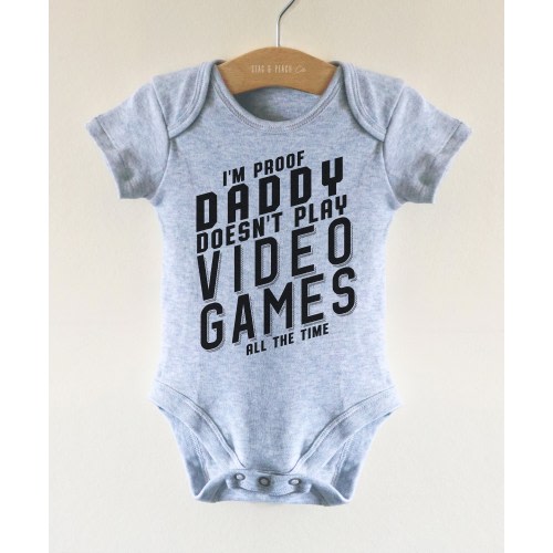 Gamer Dad Baby One Piece - Proof Daddy Doesn&#39;t Play Video Games Baby Bodysuit, Husband Pregnancy Announcement, Baby Girl/ Boy Clothes