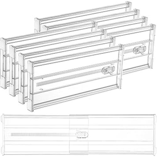 Vtopmart 8 Pack 6" Tall Upgrade Drawer Dividers for Big and Deep Drawer, 12.8"-22.3" Adjustable Expandable Dresser Drawer Organizer, Clear Plastic Separators for Dresser, Baby Supplies, Kitchenware