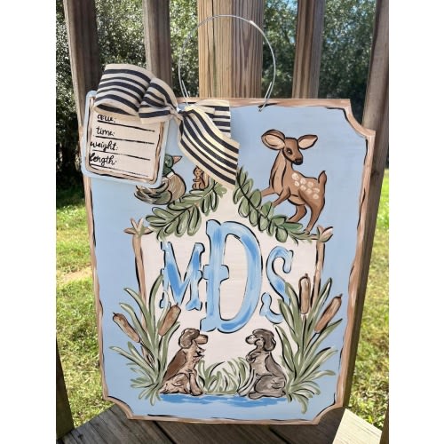 Baby Boy Hospital Door Hanger, animals, rustic, hunter, country boy, Wood sign, Announcemen baby