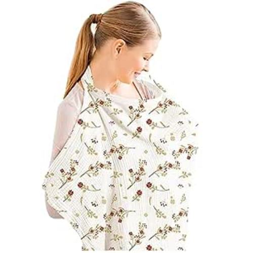 Amazon.com : Konssy Muslin Nursing Cover for Baby Breastfeeding, Breathable 100% Cotton Breastfeeding Cover with Rigid Hoop for Mother Nursing Apron, Multi-use Carseat Canopy (Lovely Bouquet) : Baby