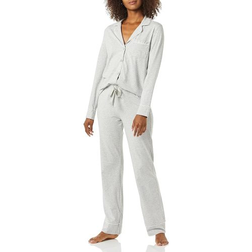 Amazon Essentials Women's Long Sleeve Cotton Modal Pajama Set, Loungewear with Full-Length Bottom