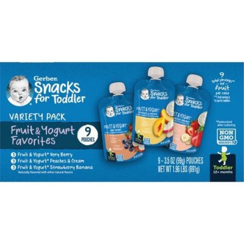 Gerber Baby Food Fruit & Yogurt Puree Pouch Variety Pack - 1.96oz/9pk Each