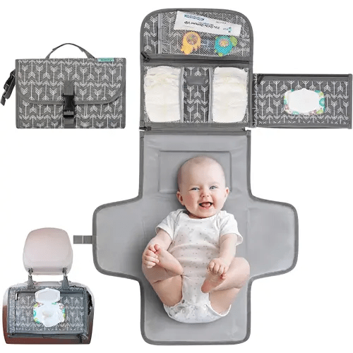Kopi Baby Portable Diaper Changing Pad - Baby Changing Pad & Diaper Changer Travel Bag, Smart Design Baby Changing Mat, Portable Changing Pad for Baby - Baby Changing Station, Infant Gift - Grey Arrow