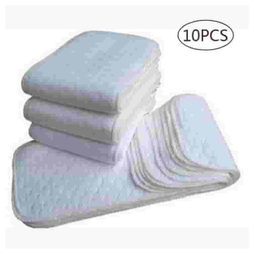 Triani 10Pcs Cloth Diapers Burp Cloth 3 Ply Cotton Baby Diaper Washable for Babies to Toddlers Multi-Use (10-35 lbs)White 10 Count(32*12cm)