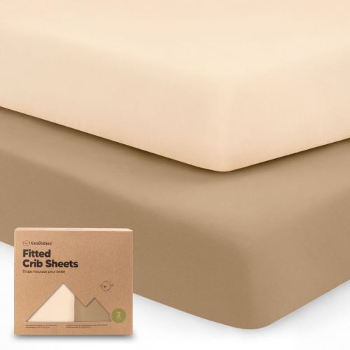 Keababies 2pk Soothe Fitted Crib Sheets Neutral, Organic Baby Crib Sheets, Fits Standard Nursery Baby Mattress (pecan)