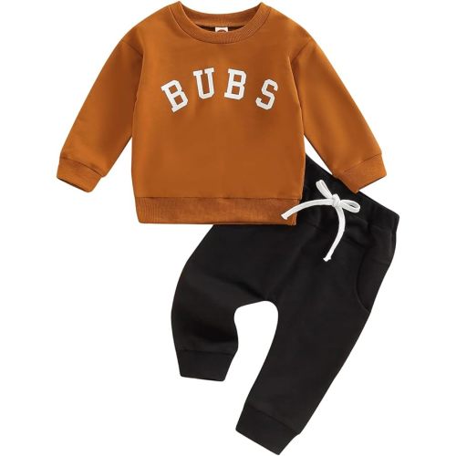 BeQeuewll Baby Boy St Patricks Day Outfit Long Sleeve Lucky Charm Sweatshirt Jogger Pants 2Pcs Set Boys Baby Toddler Outfits - Bubs Caramel - 6-12 Months