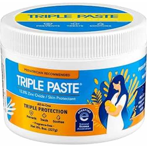 Triple Paste Diaper Rash Cream for Baby - 8 Oz Tub - Zinc Oxide Ointment Treats, Soothes and Prevents Diaper Rash - Pediatrician-Recommended Hypoallergenic Formula with Soothing Botanicals