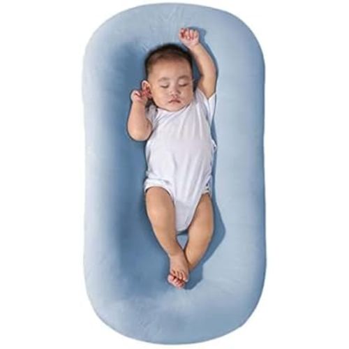 Baby Lounge Pillow for Newborn 0-24 Months, Newborn Lounger Nest Sleeping for Baby in Bed, Infants Lounger for Boys & Girls (Blue,0-8Months)