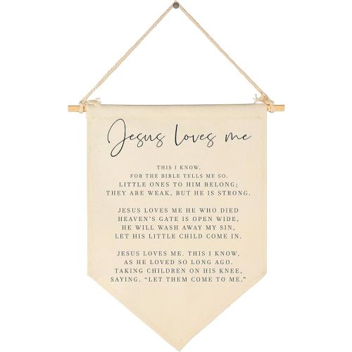 Bible Verse Sign-Scripture Decor-Baby Banner Shower Gift-Sunday School Song Decor-Flag Decor Gifts for Baby Boys Girls Kids-Banner Wall Gifts for Nursery Baby Room Playroom Bedroom Front Door