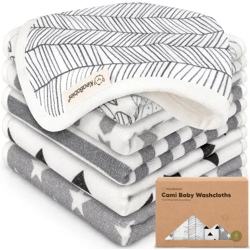 6-Pack Cotton Baby Washcloths for Newborn - Organic Cotton Muslin Soft Wash Cloths for Babies, Infant, Kids, Toddler Towels for Boy, Girl,Super Absorbent Face Cloths,Scratch-free Baby Rags (Grayscape)