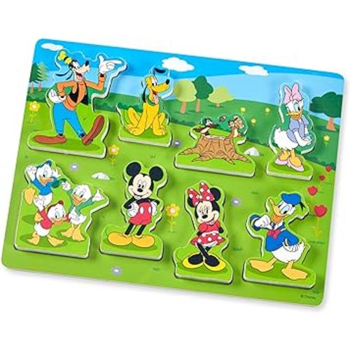 Melissa & Doug Disney Mickey Mouse Wooden Chunky Puzzle (8 pcs) - Disney Characters Wooden Puzzle, Mickey Mouse Puzzle For Toddlers And Kids Ages 2+