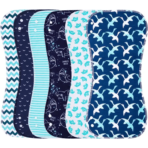 Baby Burp Cloths & Baby Bibs 2-in-1 Design Large Size 3 Layers Thicken 100% Cotton Super Absorbent and Soft Baby Spit Up Burping Rags Baby Burp Cloth Set for Boys 6 Pack
