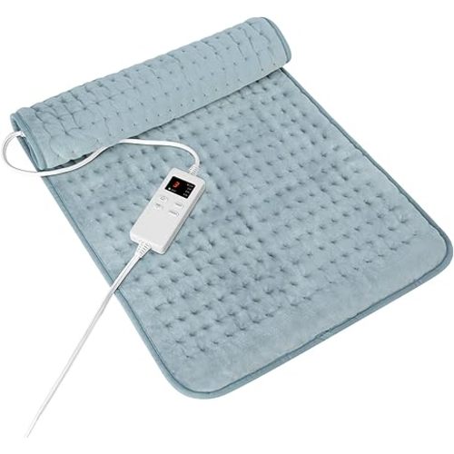 Heating Pad for Period Cramps, Heating Pad for Back/Neck/Shoulder Muscle Pain, 6 Heating&4 Timer Setting, Auto Shut Off, Dry/Moist Heat & Machine Washable, Gray Birthday Christmas Gifts for Women Mom
