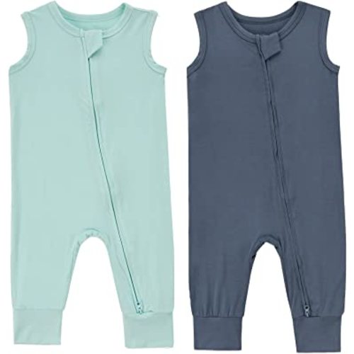 Baby Sleeveless Romper Bamboo 2-Way Zipper Toddler Summer Jumpsuit Outfits Infant Footless Pajamas Onesie 0-24 Months
