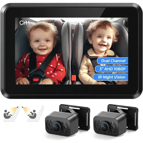 Itomoro Baby Car Mirror,HD Dual Channel with 2 IR Night Vision Camera, 5 Mins Easy Installation Baby Car Mirror Clear Car Baby Camera for Rear Facing Seat Backseat