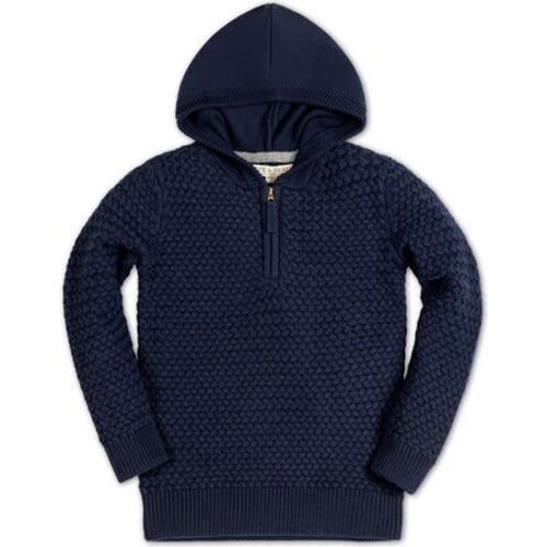 Baby Boys' Organic Hooded Half Zip Sweater, Infant, 6-12M