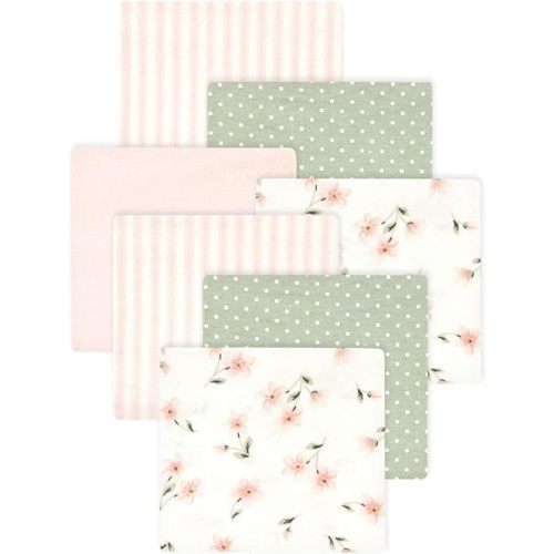 Little Treasure Hudson Baby Cotton Poly Flannel Receiving Blankets Multipack, Pink Dainty Florals, 30x30 inches