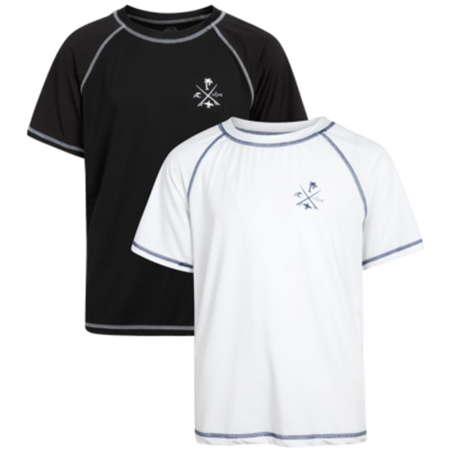 Quad Seven Boys' Rash Guard Shirt - 2 Pack Short Sleeve Swim Shirt (Size: 2T-18)