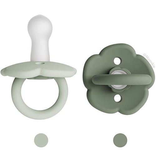 Moonkie Pacifiers Set of 2 | One-Piece Design Baby Pacifier with Large Air Holes | BPA-Free Silicone | Safe for Babies 0-6 Months