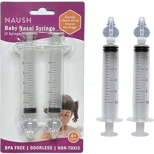 Nasal Aspirator for Baby | Baby Nasal Syringe Irrigator | Disposable Infant Nose Cleaner | Professional Portable Rinsing Nasay Spray - BPA Free Silicon Tips by NAUSH (2 Syringes)