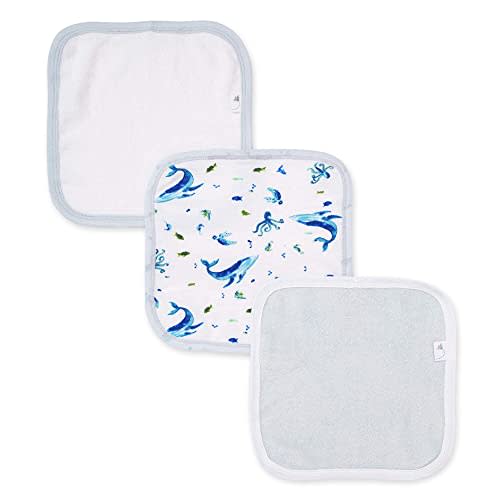 Burt's Bees Baby Infant Washcloths, 100% Organic Cotton, Soft and Super Absorbent Knit Terry Wash Cloth - 3 Pack Set