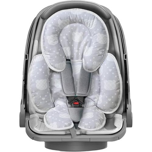 Baby Car seat Head Support, 2-in-1 Infant Car Seat Insert for Newborn Girls Boys Extra Soft Baby Support Pillow Cushion for Carseats, Strollers, Swings and Bouncers