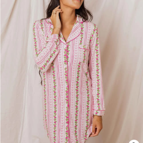 Bowquet of Roses Women's Button Down Nightgown