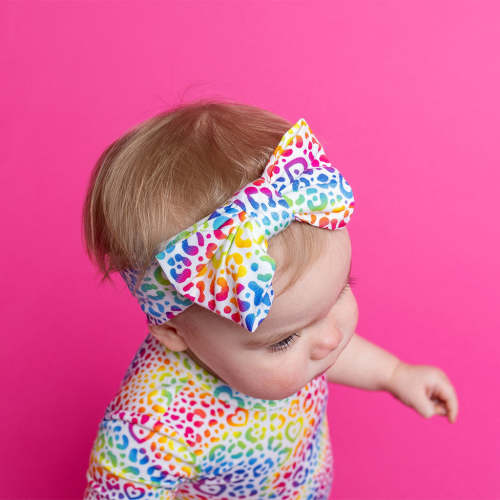 Lisa Frank® I Love Rainbow Leopard Luxe Bow Headwrap
