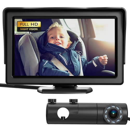Grownsy Baby Car Camera,4.3" HD Display Baby Car Mirror with Night Vision Feature,Wide Clear View
