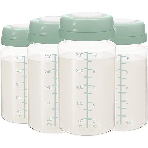 10oz Breastmilk Storage Bottle for Momcozy Milk Cooler 22oz, Breast Milk Cooler Bottles for Fridge, Wide Neck Pump Bottles Compatible with Spectra Motif Luna, Travel Breastfeeding,4PCS